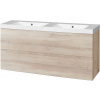 Mereo Aira, kúpeľňová skrinka s umývadlom z liateho mramoru 121 cm, dub Kronberg CN723M