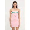 Zamatové šaty Juicy Couture VELOUR STRIPE TUBE DRESS ružová farba, mini, priliehavé, JCWED225353 S