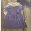 Bavlnené šaty s riasením, kr. rukáv, Puntík, Mamatti, slivkové 92-98 (18-36m)