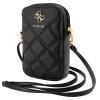 Guess Universal Phone Pouch Zip Quilted 4G univerzálne puzdro na telefón (GUWBZPSQSSGK) - nastaviteľný popruh, zapínanie na zips - Čierne
