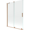 Mexen Velar, 2-krídlová posuvná vaňová zástena 130 x 150 cm, 8mm číre sklo, medená matná, 896-130-000-01-65