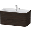 DURAVIT Happy D.2 Plus c-bonded závesná skrinka s nábytkovým umývadlom s dvomi otvormi, 2 zásuvky, 975 x 490 x 480 mm, orech kartáčovaný, HP4638E6969