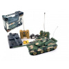 Teddies RC sada tanků 2 ks RTR 33+ dobíjecí pack tanková bitva se zvukem modrá a zelená 1:28