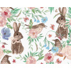 Maľovanie podľa čísel Králiky a vtáčiky v kvetinovej kompozícii, 40x50 cm, vypnuté plátno na rám (6055771)