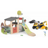 Set hracie centrum a traktor s prívesom Multisport Fun Center Life Smoby so 150 cm šmykľavkou a nakladač s bagrom