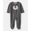 CARTER'S Overal na zips fleece Sleep & Play grey Penguin uni 6m/veľ.68