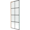 Mexen Next L, 1-krídlová vaňová zástena 70 x 150 cm, 6mm číre sklo-čierny vzor, medený profil, 895-070-000-03-77-65