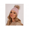 Alega Dámska zimná čiapka s brmbolcom – rôzne farby Farba: Púdrová, Veľkosť: UNI