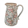 Clayre & Eef Zelený keramický dekoračný džbán s kvetmi Floria L - 21*15*23 cm - Clayre & Eef