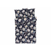 Livarno home Posteľná bielizeň zo saténového mikrovlákna, 200 x 220 cm (kvety/navy modrá) (100386725)