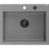 Mexen Elix, 1-komorový granitový drez 600 x 500 mm, sivý, čierny sifón - 6525601005-71-B