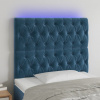 Čelo postele s LED tmavě modré 90x7x118/128 cm samet Modrá 3122800