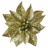 Kvet MagicHome Vianoce GlitterPoinsettia so štipcom zlatý veľkosť kvetu: 9 cm dĺžka kvetu: 8 cm 6 ks