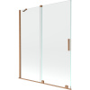 Mexen Velar, 2-krídlová posuvná vaňová zástena 140 x 150 cm, 8mm číre sklo, medená matná, 896-140-000-01-65