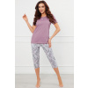 Italian Fashion Dámske pyžamo Ibena - krátke z bavlny Fialovo-sivá M