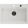Mexen Elix žulový drez s 1 komorou 700 x 500 mm, biely, čierny sifón - 6526701005-20-B
