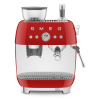 Kávovar na krémové espresso so zabudovaným mlynčekom 50's Style Aesthetic EGF03RDEU červený