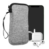 kwmobile Universal telefon Pouch Size XXL - 7 - Neoprene smartphone Pouch with Zip - Water-Repellent Mobile Pouzdro na telefon - Sleeve in Light šedá / bílá