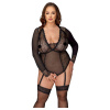 Cottelli Curves - priesvitné body (čierne) - 2XL