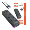 HUB 7x USB 3.0 Aktívny 7v1 Rozbočovač portov Rozdeľovač USB-C RGB LED 5GB