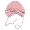 Pletená čiapočka na zaväzovanie bonetka Girl Hand Made Baby Nellys púdrová