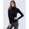 GINA Dámske merino tričko so zipsom a dlhým rukávom | 88015P - čierna, S
