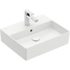 VILLEROY & BOCH Memento 2.0 závesné umývadlo s otvorom, s prepadom, 500 x 420 mm, Stone White, s povrchom CeramicPlus, 4A2250RW