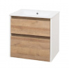 Mereo Opto - Skrinka s umývadlom 61x60x46 cm, 2 zásuvky, biela/dub CN930