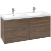 VILLEROY & BOCH Subway 3.0 závesná skrinka pod dvojumývadlo, 4 zásuvky, s LED osvetlením, 1272 x 478 x 429 mm, Arizona Oak, C568L0VH