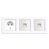 Uzemnená zásuvka Nova III s dvoma konektormi UTP a bielym rámčekom