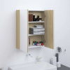 zahrada-XL Kúpeľňová zrkadlová skrinka 60x15x75 cm MDF biela a dubová 331530