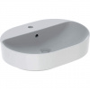 Geberit VariForm - Umývadlo na dosku 600x450 mm, s prepadom, otvor na batériu, biela 500.777.01.2