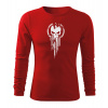 DRAGOWA Fit-T tričko s dlhým rukávom skull, červená 160g/m2 - L