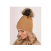Alega Dámska zimná čiapka s brmbolcom – rôzne farby Farba: Karamelová, Veľkosť: UNI