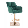 LuxuryForm DESIGN Barová stolička AMALFI VELUR na zlatej hranatej podstave - zelená