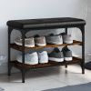 Lavička na topánky dymový dub 62x32x47 cm kompozitné drevo-ForU-835154