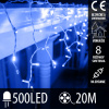 Vianočná led svetelná záclona na spájanie vonkajšia - programy - 500led - 20m - modrá