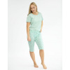 GINA Dámske pyžamo s trojštvrťovými nohavicami | 19140P - aqua akvamarín, L
