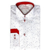 Chlapčenská košeľa biela s drobný červeno-modrý vzor slim 152