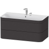 DURAVIT Happy D.2 Plus c-bonded závesná skrinka s nábytkovým umývadlom s dvomi otvormi, 2 zásuvky, 975 x 490 x 480 mm, grafit super matná, HP4638E8080