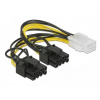 DeLOCK - Elektrický kabel - 6 pin PCIe power (F) do 8 pinové napájení PCIe (6+2) (M) - 12 V - 15 cm 85452
