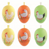 Veľkonočné vajcia plastové farebné maľované 6 cm na zavesenie, 6 ks v sáčku