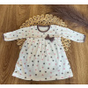 Bavlnené šaty s mašličkou, dl. rukáv, Puntík, Mamatti, smotanové s potlačou, veľ. 80