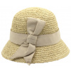 Marone Dámsky slamený klobúk Cloche s béžovou mašľou Veľkosť: Unisize (S-XL)