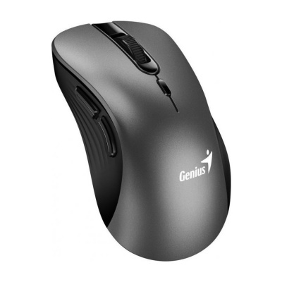 Genius Ergo 8100S Myš, bezdrátová, ergonomická, optická, 1600DPI, 6 tlačítek, USB, kovově šedá 31030040401