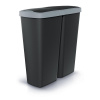 Odpadkový kôš Prosperplast COMPACTA Q DUO, 50 l čierny so svetlo šedým vekom