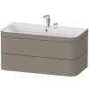 DURAVIT Happy D.2 Plus c-bonded závesná skrinka s nábytkovým umývadlom s dvomi otvormi, 2 zásuvky, 975 x 490 x 480 mm, kameňovo šedá matná lakovaná, HP4638E9292