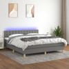 vidaXL Posteľ boxsping s matracom a LED tmavosivá 160x200 cm látka - Sivá - 58499-13480
