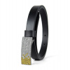 Dámsky kožený opasok SWAROVSKI YELLOW, šírka 2cm, Vyrobené na Slovensku - Čierny