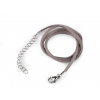 Šnúrka z eko kože s karabínkou z nerezovej ocele dĺžka 46 cm šedá 1ks